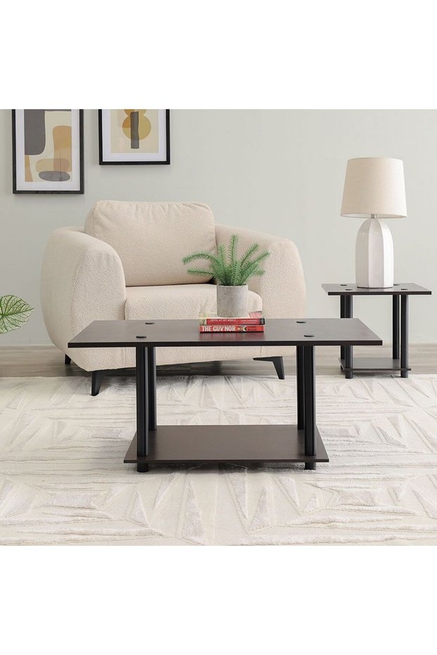 Torkay Coffee Table - Wenge Finish, Stylish Wood & PVC Design, 90x48x40.5cm, 2-Year Warranty