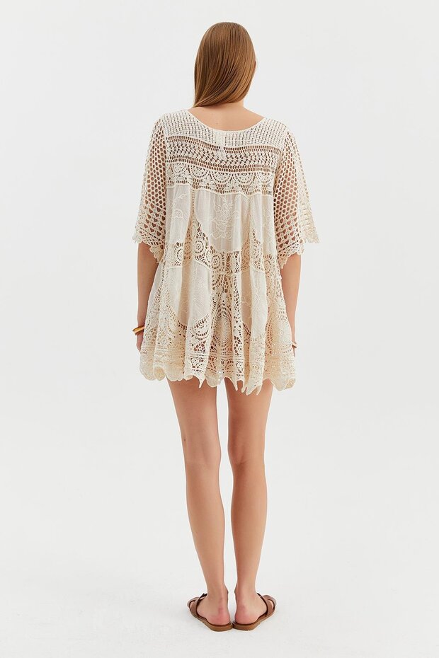 Güpürlü Mini Elbise - 5