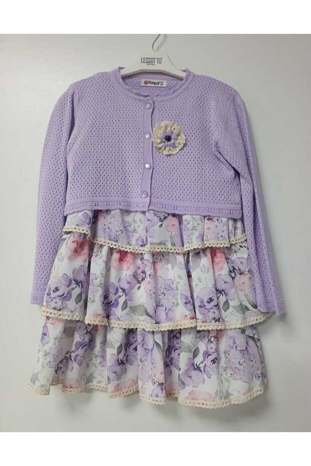 Ruffled Floral Patterned Thick Strap Dress and Dominant Collar Jacket Suit