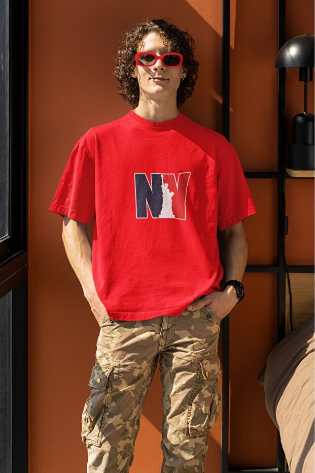 Men/Women Nyork1 Transfer Printed Round Neck Short Sleeve T-Shirt