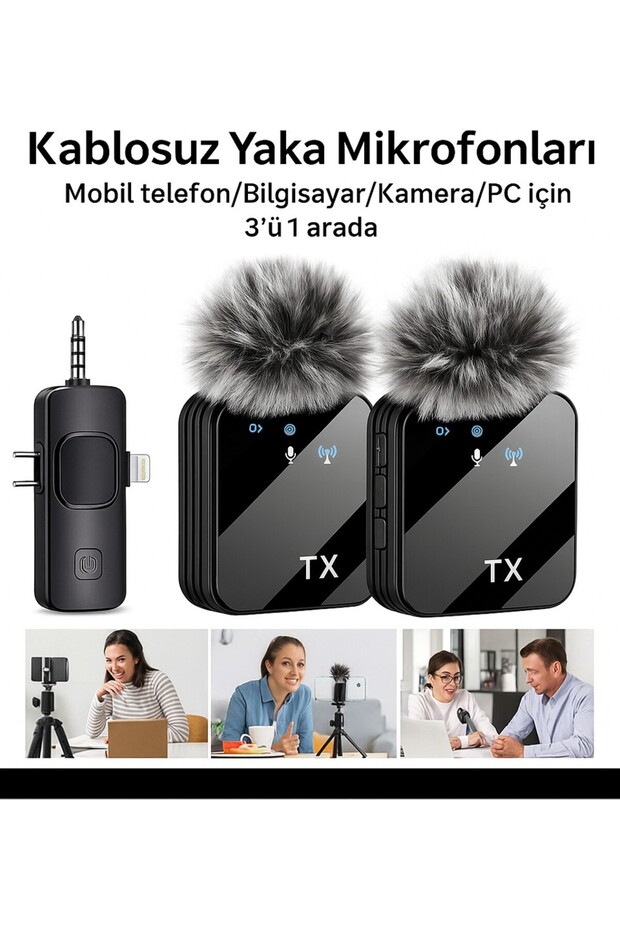 Profesyonel F15-2 Kablosuz Mikrofon Çift Verici ile Kesintisiz Canlı Yayın, Röportaj & Vlog Uyumlu - 2