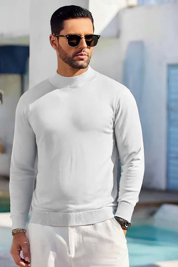 Men's Regular Cut Long Sleeve Half Fisherman Knitwear Sweater