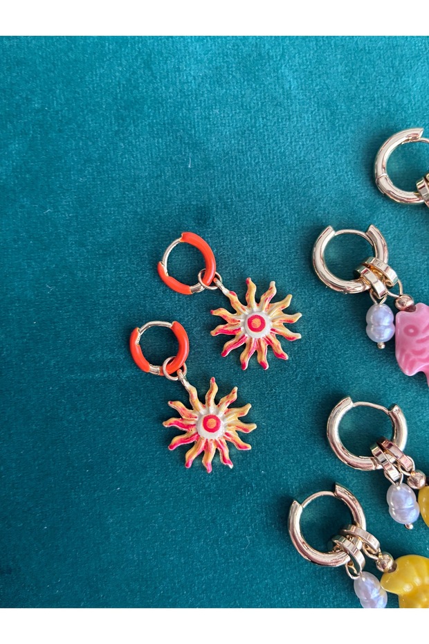 Turuncu Güneş Küpe - 2