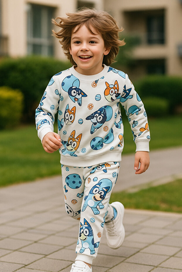 Long Sleeve Seasonal Boy's Double Bottom Top Set Bluey