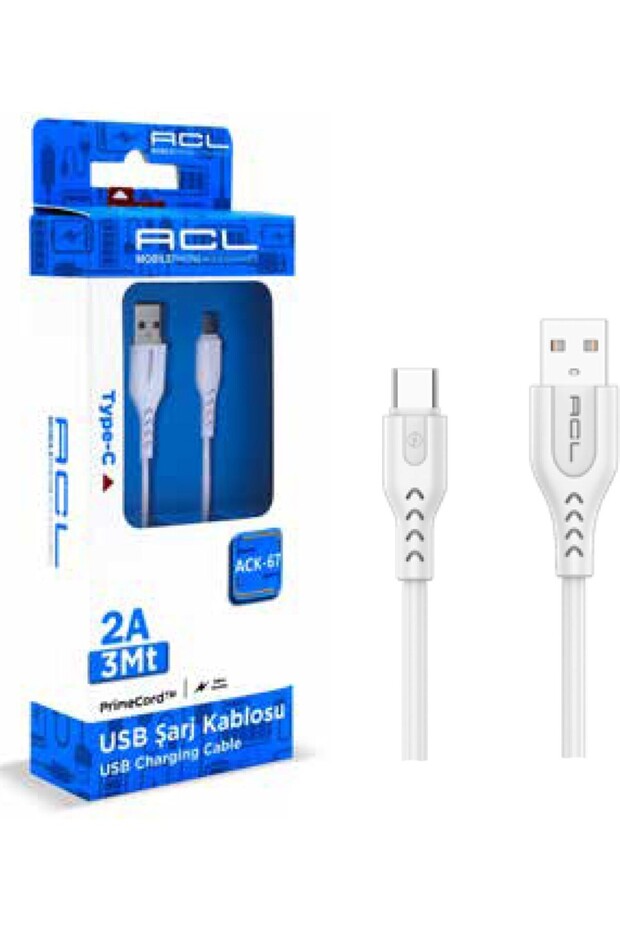 ACK-67 PrimeCord 2A, 3Metre Type-C USB Şarj Kablosu - 1
