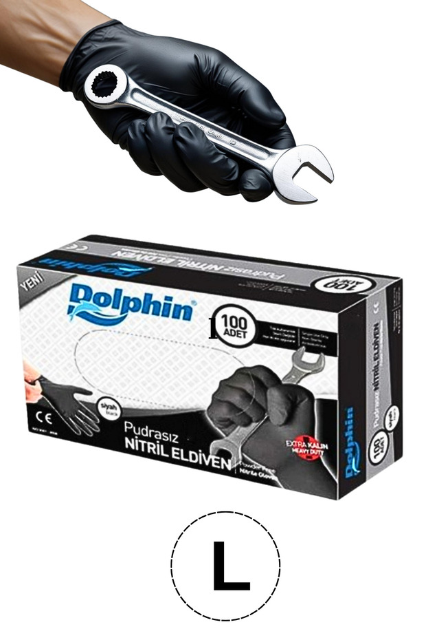 Ekstra Kalın Siyah Nitril Eldiven L Beden - 1