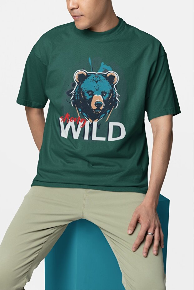Men/Women Strong Wild Transfer Printed Round Neck Short Sleeve T-Shirt