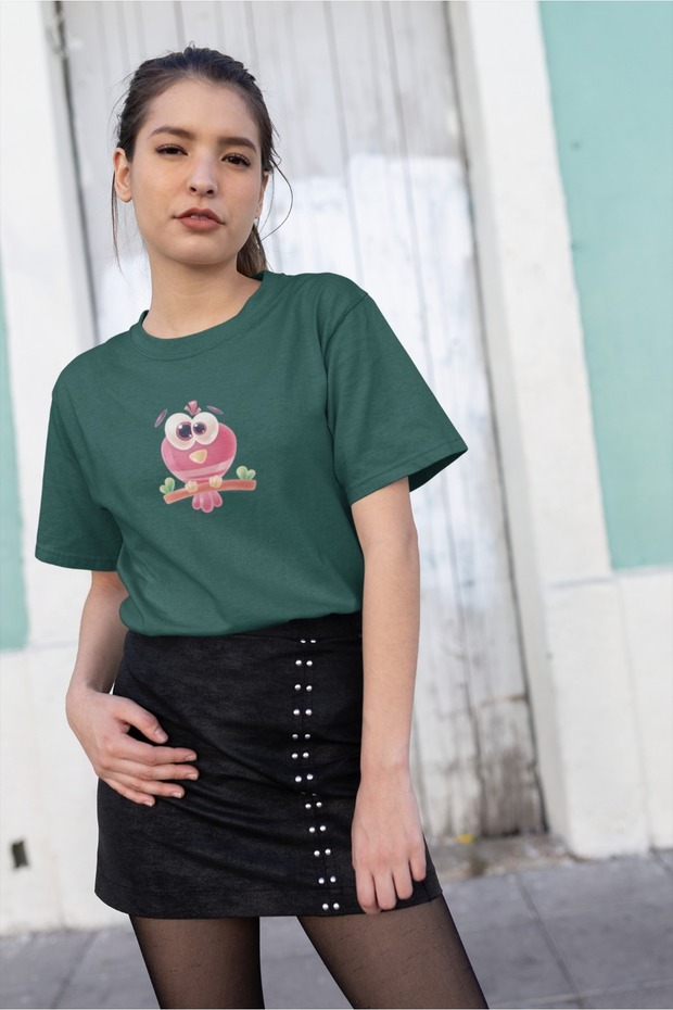 Women's Bird7 Transfer Printed Round Neck Short Sleeve T-Shirt