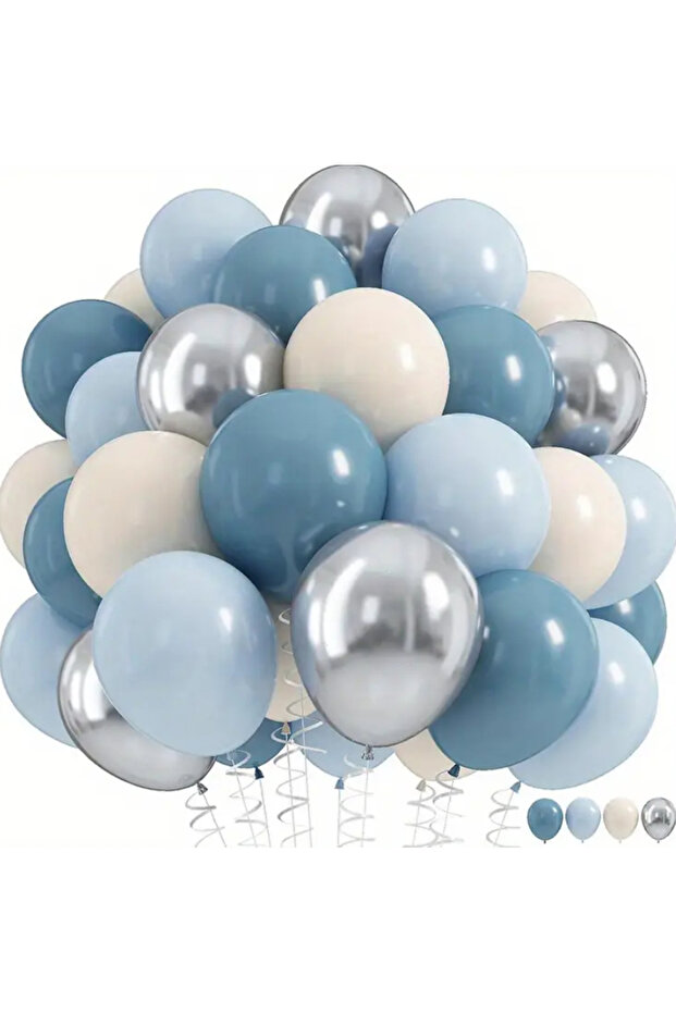حزمة بالونات من Deep Ocean Storm Blue Sea Sand Silver Chrome مكونة من 25 قطعة
