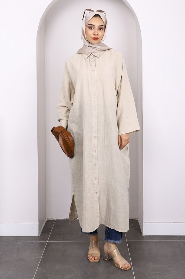 Taş Düğmeli Müslin Tunik - 2