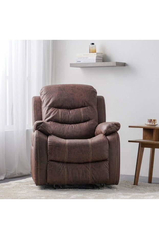 Adric 1 Seater Airleather Manual Recliner - Brown L85.09xW98xH104cm