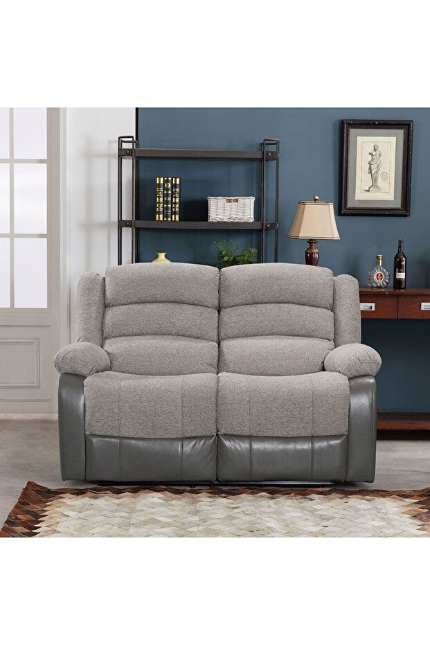 Greensboro 2 Seater Fabric Manual Motion Recliner - Dark Grey L153xW90xH101cm