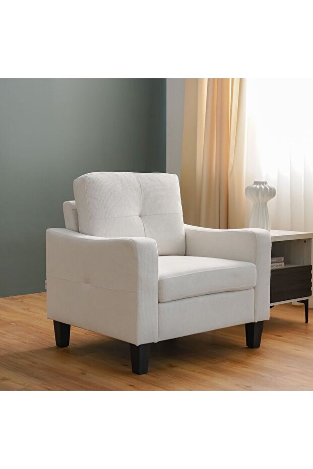Supreme 1 Seater Fabric Sofa - Cream L91xW80xH88cm