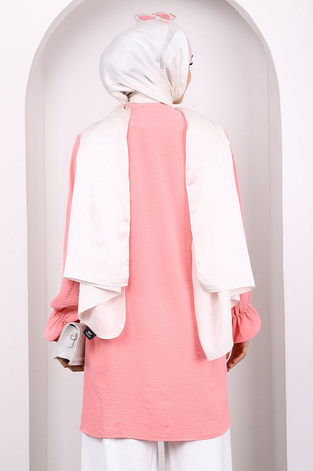 Pembe Önü Fırfırlı Ayrobin Tunik - 4