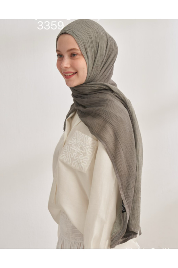 Muslin Tie-Dye Shal - Khaki-Çağla