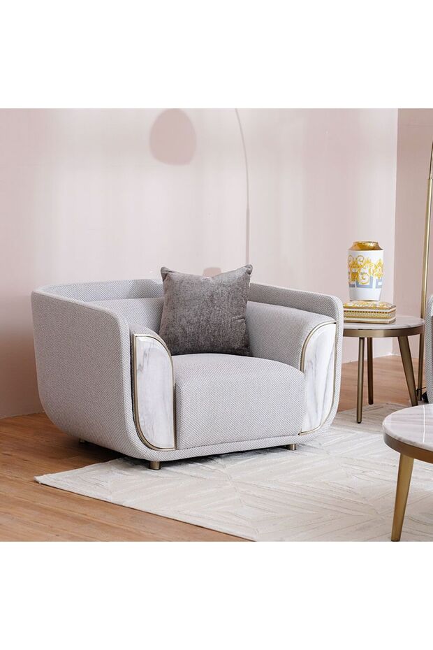 Trident 1 Seater Fabric Sofa - Grey/Champagne L122xW100xH75cm