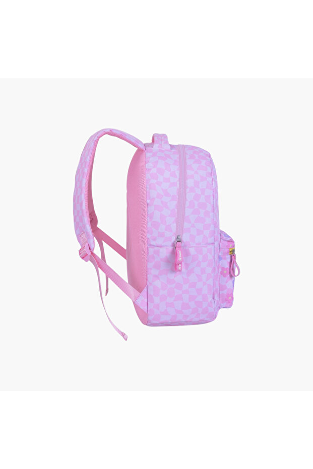 حقيبة ظهر مطبوعة بأحزمة قابلة للتعديل وسحاب للإغلاق - 6×12×21 سم - 4