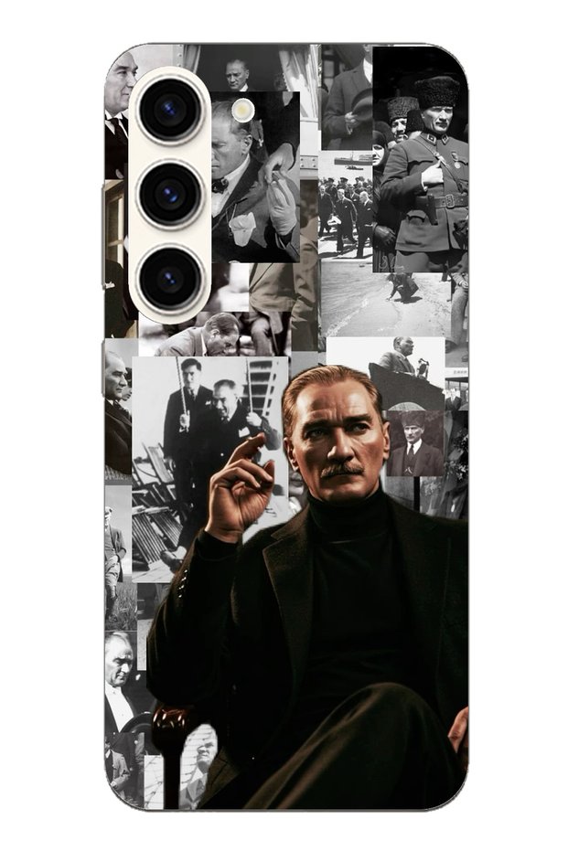Samsung Galaxy S23 Compatible Mustafa Kemal Atatürk Collage Transparent Silicone Case