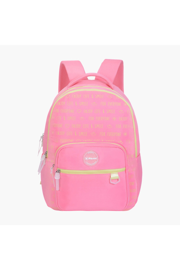 Printed Backpack with Adjustable Straps and Zip Closure - 6x12x21 cms - 1