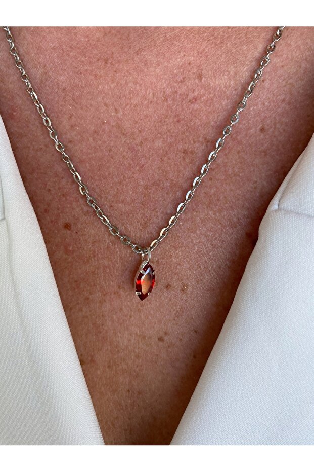 Nar Kırmızısı Damla Kolye - 2