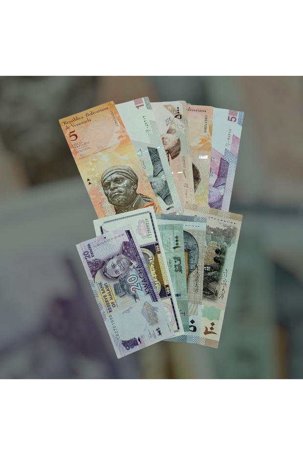 10 Adet Yabancı Ülke Kagıt Paraları, Hepsi Farklı ve Çil - 1