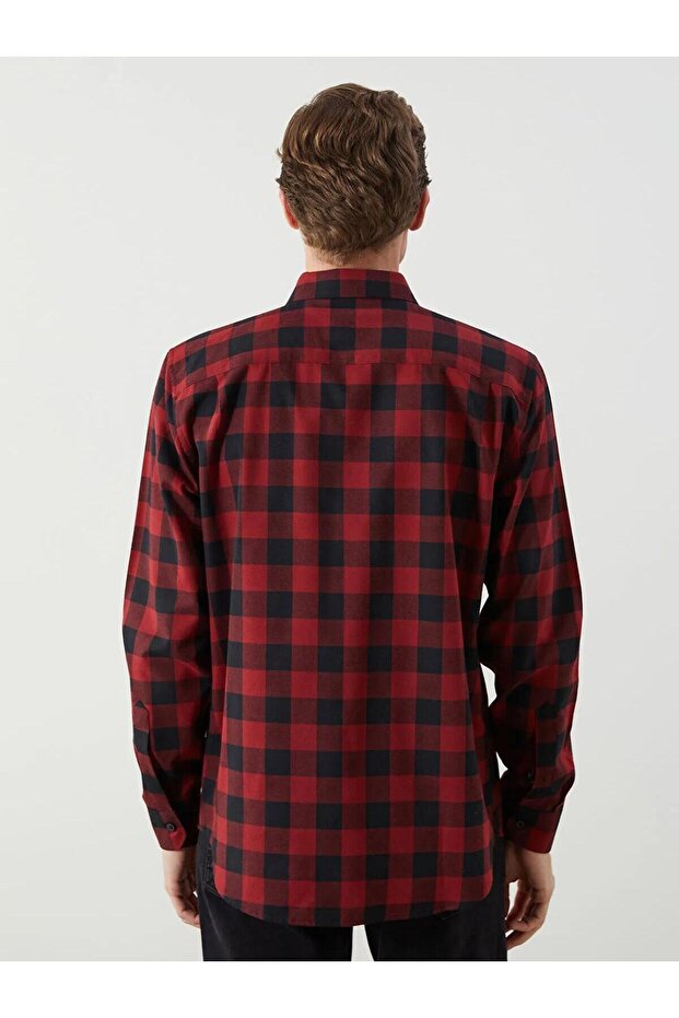 LCWAIKIKI Classic Regular Fit Uzun Kollu Ekose Gabardin Erkek Gömlek (W5) - 4