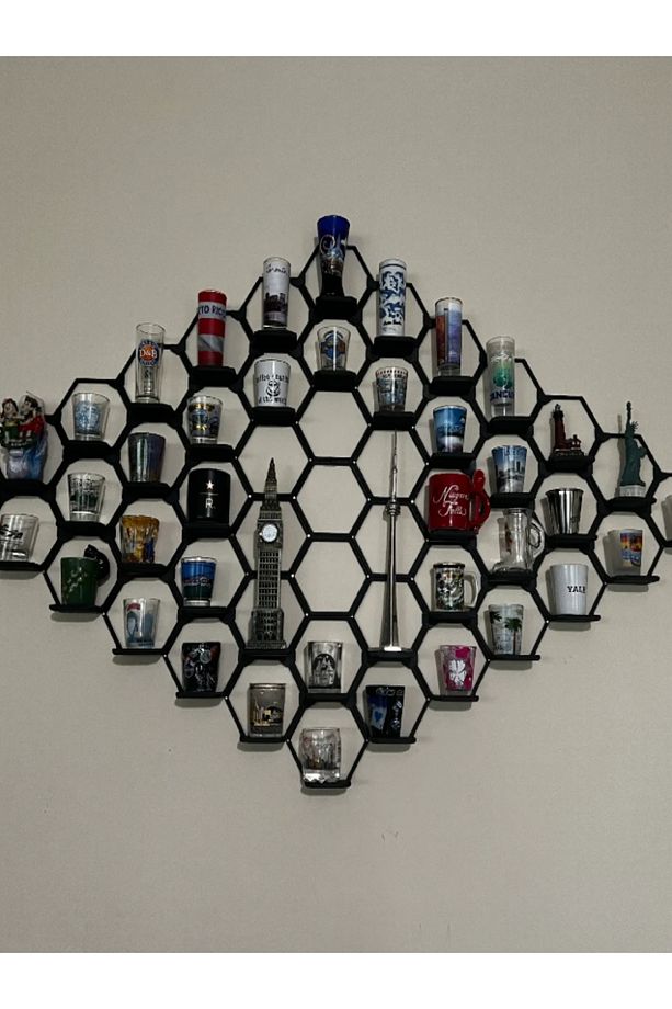 Altıgen Duvar Rafı – 2 Çivi İle Kolay Montaj | Hexagonal Dekoratif Raf - 1
