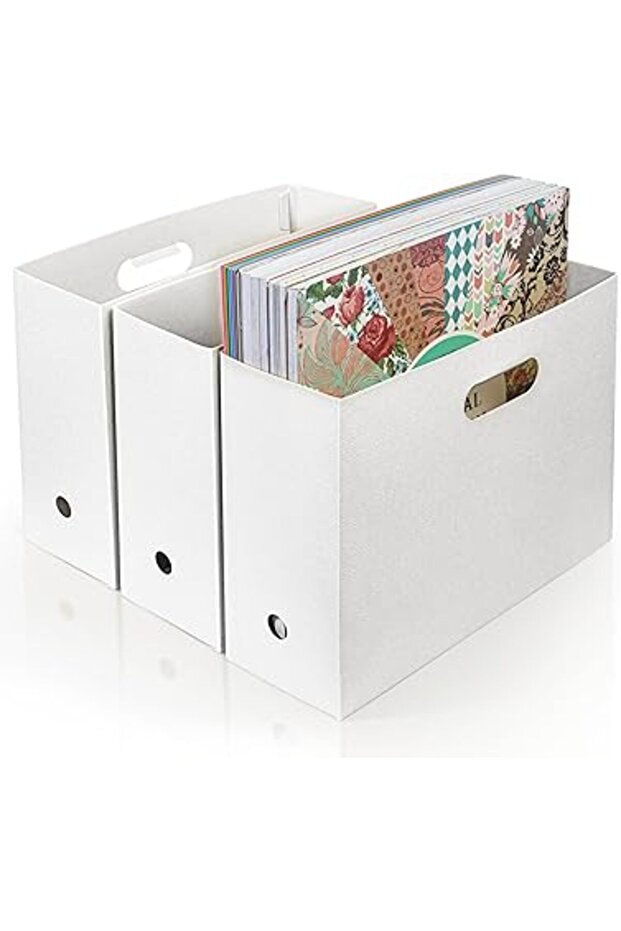 3-Pack Foldable 12x12 Scrapbook Paper Organizers, Cuttable Plastic File Storage for Crafts