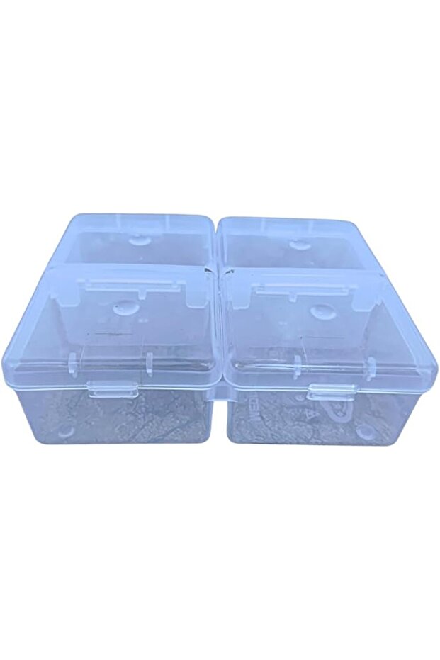 2-Pack Multipurpose Plastic Storage Boxes – 4 Compartments with Lids, 115×95×35mm, Transparent