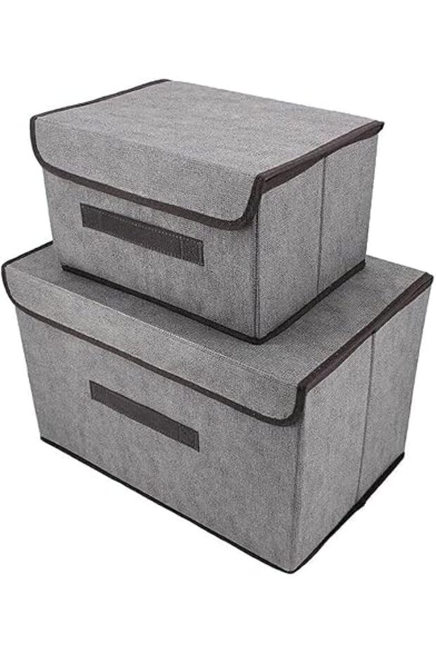 2-Pack Fabric Storage Bins with Lids – Foldable Closet Organizers for Shelves & Clothes