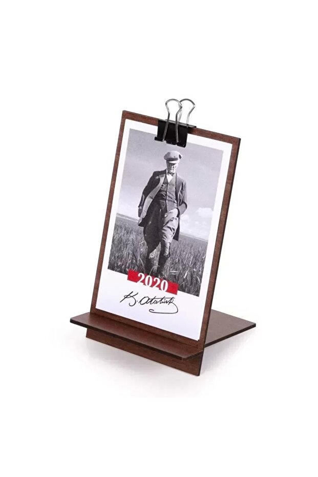 Ahşap Tabanlı 2026 Atatürk Masa Takvimi - 1