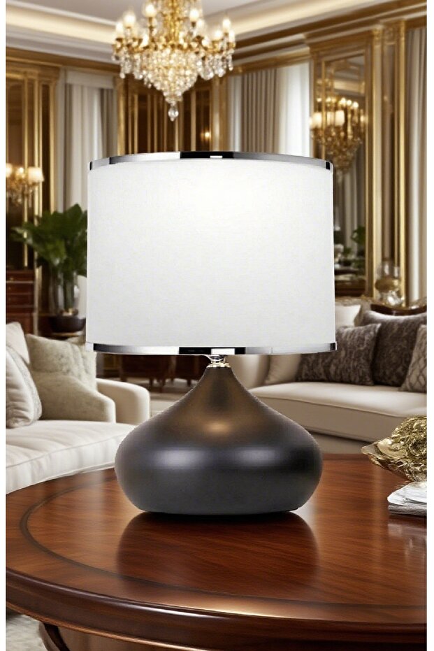 Elipse Table Lamp Shade Metal Body Fabric Head Lighting