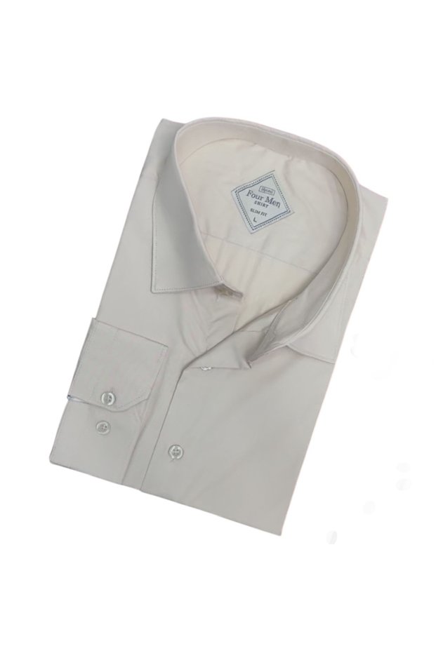 Slim Fit Slim Fit Plain Long Sleeve Men's Shirt
