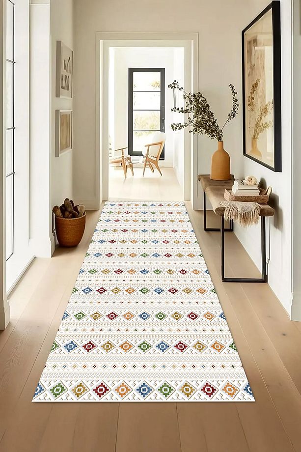 DİJİTAL BASKILI Kaymaz Taban Yıkanabilir Modern Mutfak Halısı Salon Halısı Yolluk - 3