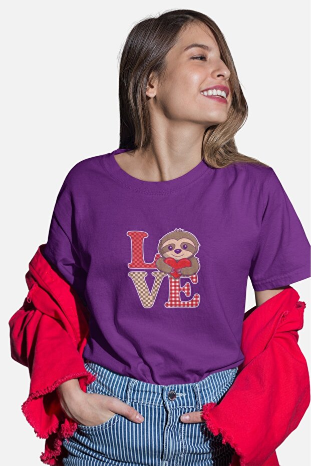 Women's Love11 Transfer Printed Round Neck Short Sleeve T-Shirt