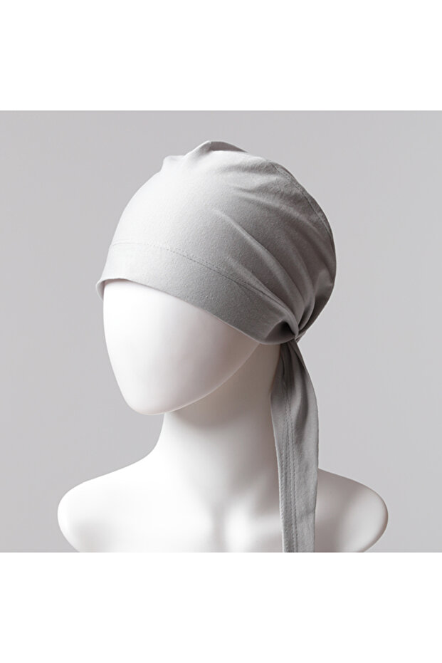 Miss Silk Gray Color Stitched Tie-Up Bonnet 1 Piece