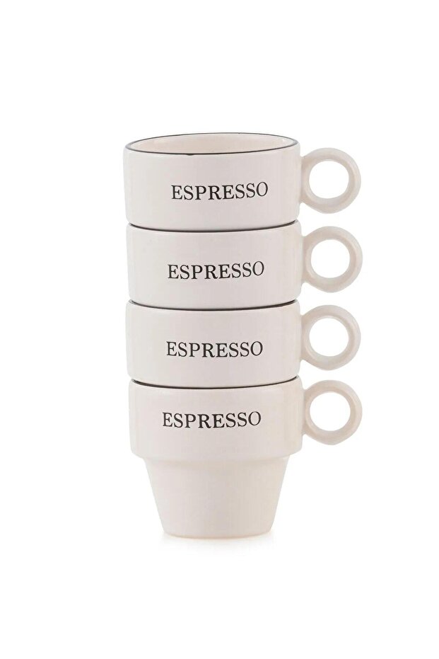 LCW HOME Baskılı Seramik Kahve Fincan Seti 4'lü 95 ml (W5) - 5