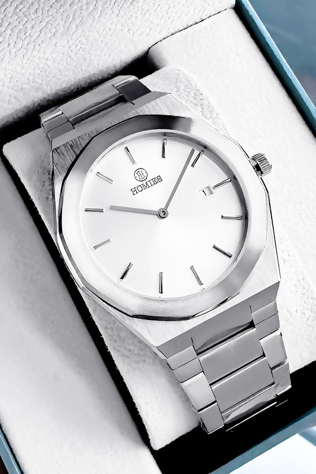 Steel Case - Steel Band 5 Atm Water Resistant Men's Wristwatch Silver Color Hme2066C1