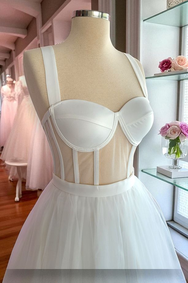 Transparan Maxi Boy Hazır Boş Tül Abiye ve Nikah Elbisesi - 5