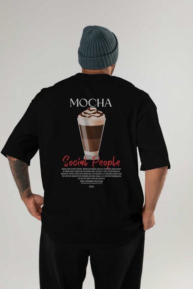 Mocha Cocktail Printed Oversize T-Shirt Men Women 100% Cotton Crew Neck Tshirt