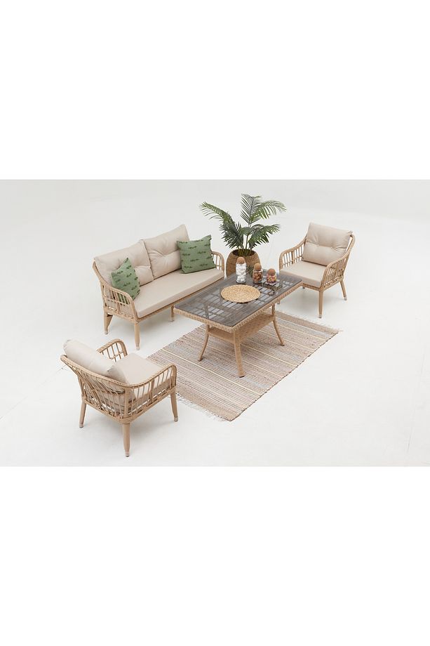 Çeşme Rattan Bahçe Oturma Grubu (2+1+1+S) ve Bahçe Salıncağı - 2