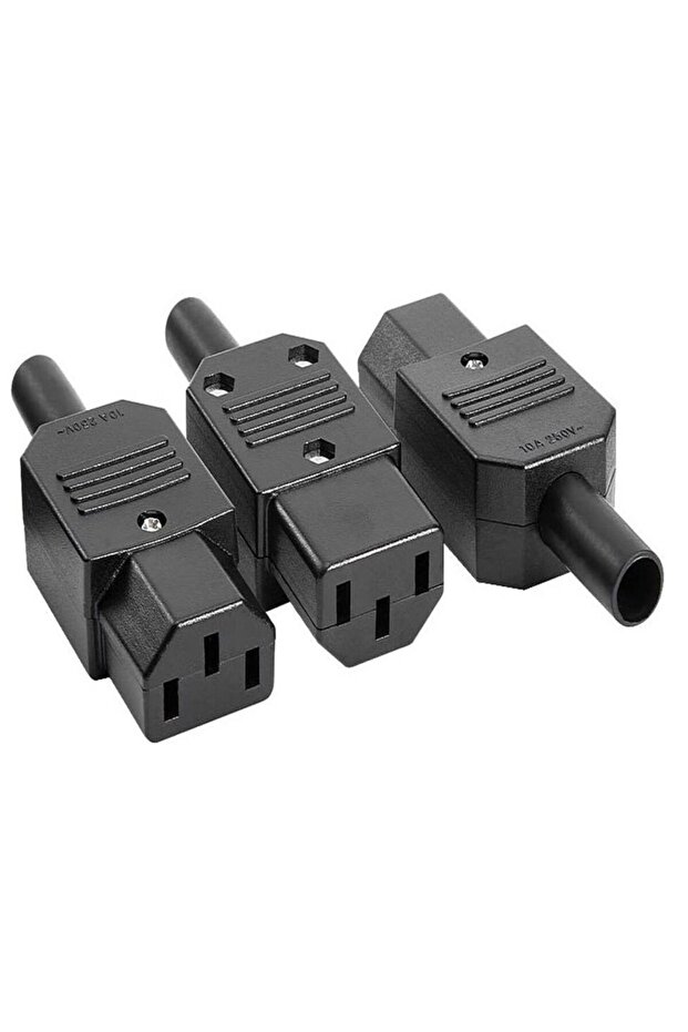 3 قطع موصل محول طاقة تيار متردد 250 فولت 10 أمبير IEC320 C13 أنثى 3 محطات