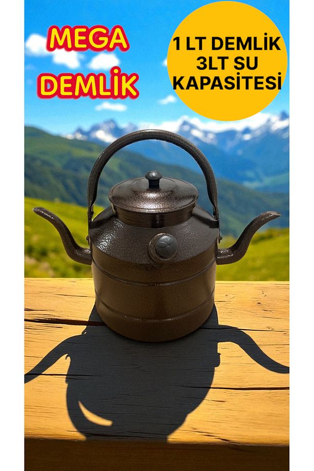 Avcı, Çoban, Kampçı, Çift Taraflı Çaydanlık, Süzekli 4 Litre, Mega Demlik - 1