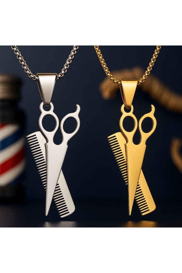 Hairdresser Barber Necklace with Color Options Scissors-Comb Figure