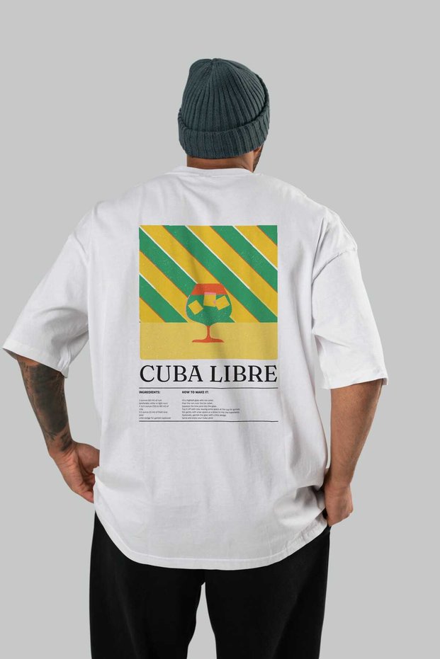 Cuba Libre Cocktail Series Back Printed Oversize T-Shirt Men Women 100% Cotton Crew Neck Tshirt