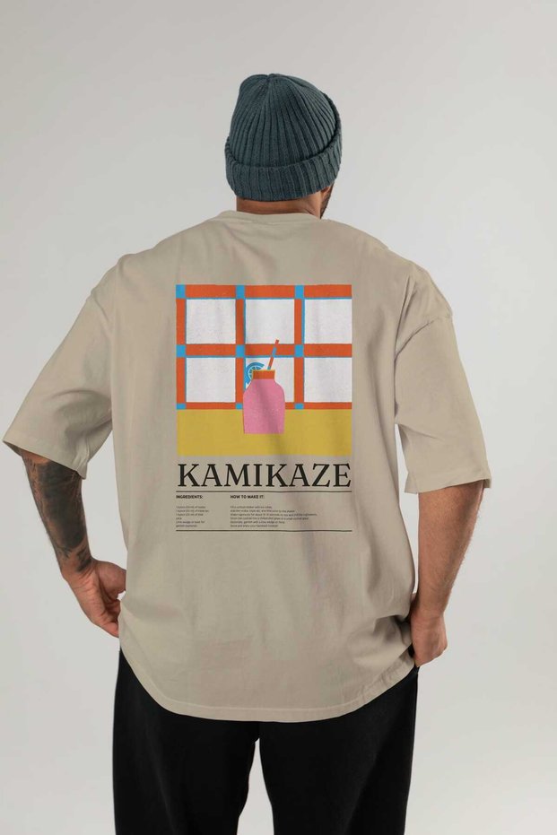 Kamikaze Cocktail Series Back Printed Oversize T-Shirt Men Women 100% Cotton Crew Neck Tshirt