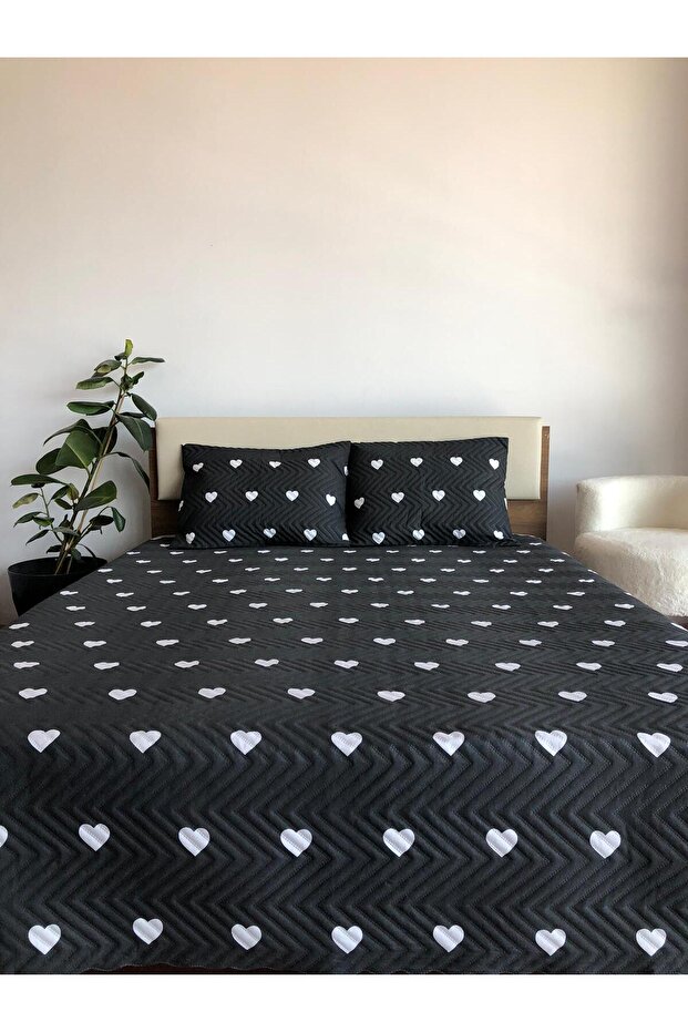 Heart Single 2 Piece Bedspread Set - 160X240 cm (with Pvc Bag)