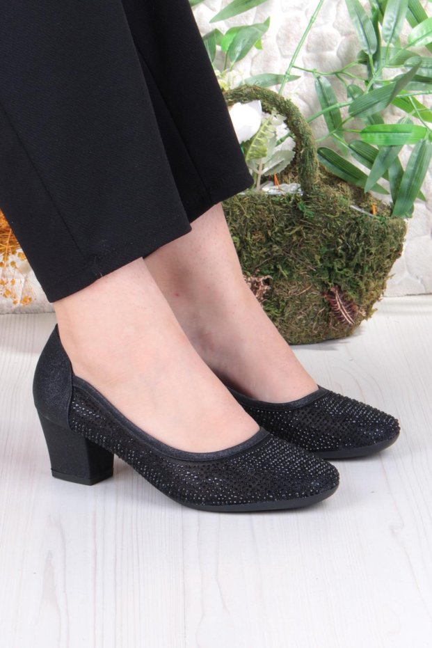 86005 Nur Lace Stone Detailed Low Heeled Women's Shoes