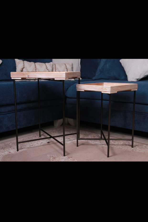طقم طاولات قهوة جانبية متعددة الاستخدامات - 7