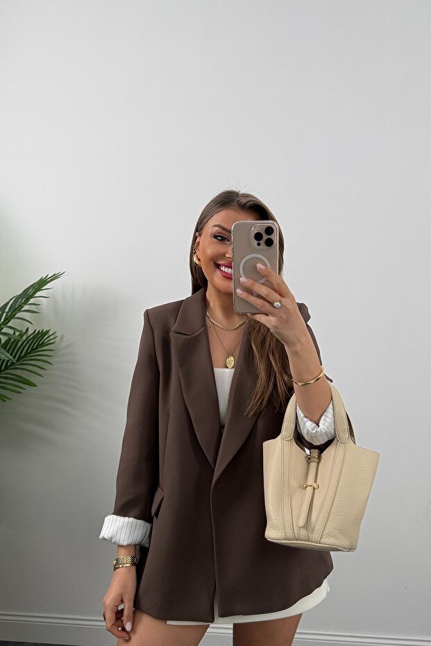 Kadın Kolu Katlamalı Ceket - 5